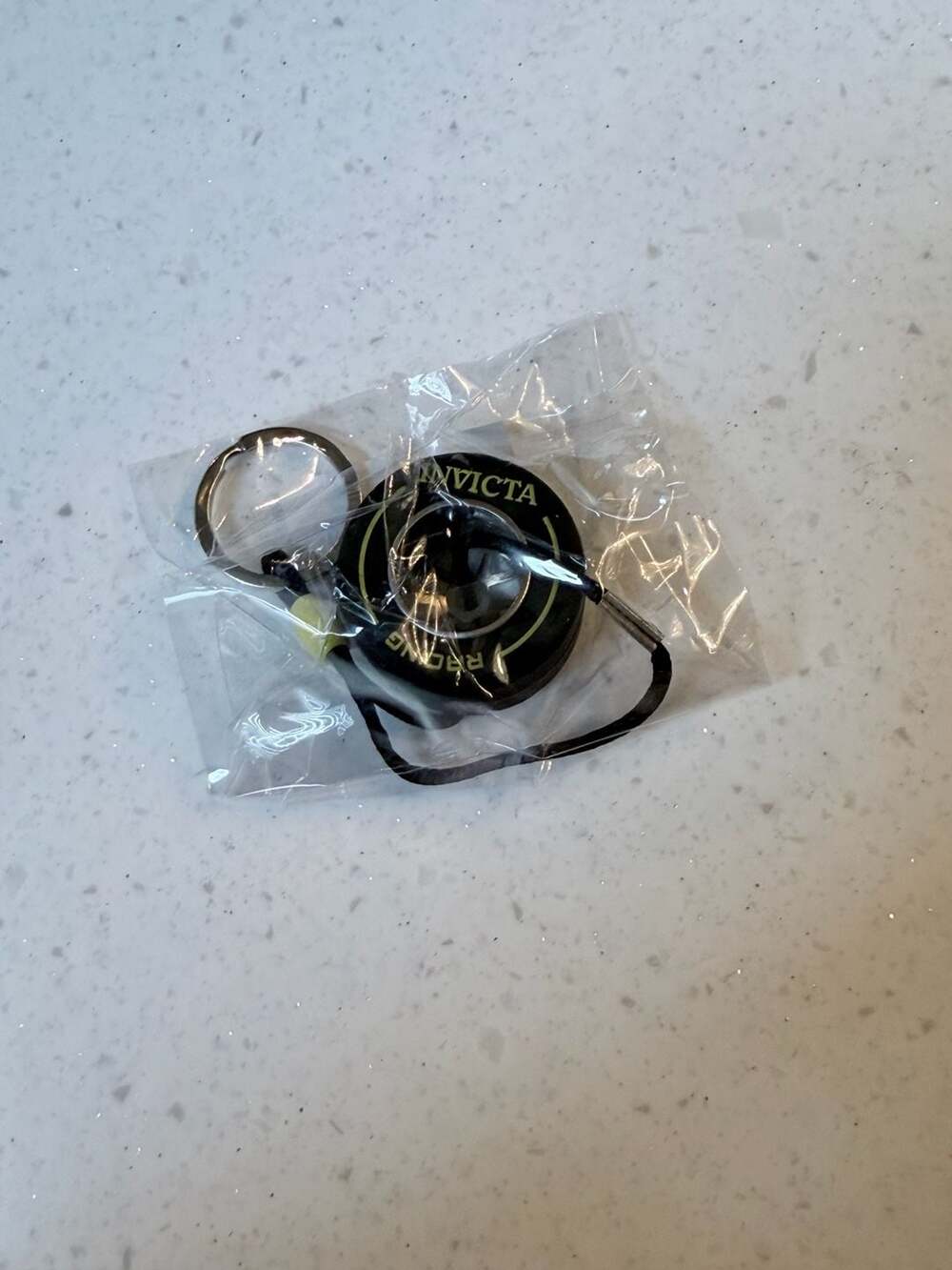 Invicta Racing F1 Rubber Medium Tire Yellow Striped Key Chain IG0346